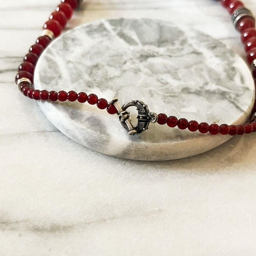 Vintage Carnelian Beaded Necklace | Irish Mothers‎ Knot Necklace | Celtic K - Picture 9 of 9